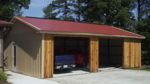 Residential garage with wood siding in Kings Mountain, North Carolina